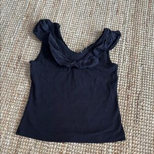 Ann Taylor Black Ruffle Tank Top